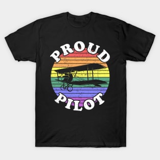 Retro LGBT Proud Pilot BiPlane T-Shirt